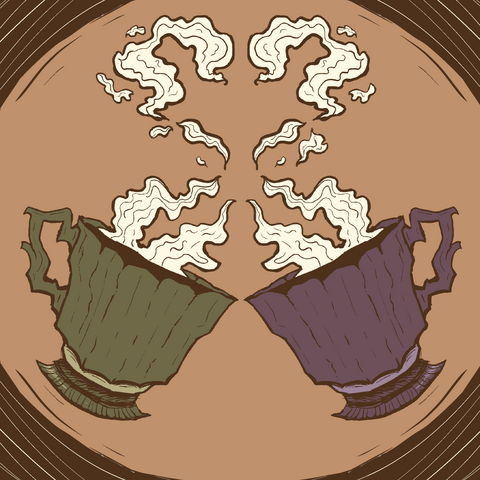 Tea for Two Logo Two teacups with the steam forming the barest hint of a heart: the Tea for Two Game Studio Logo!